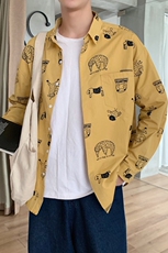 （可）港风花色长袖衬衫男女潮流纯棉情侣衬衣CS04/，男装衬衫，电商D202
