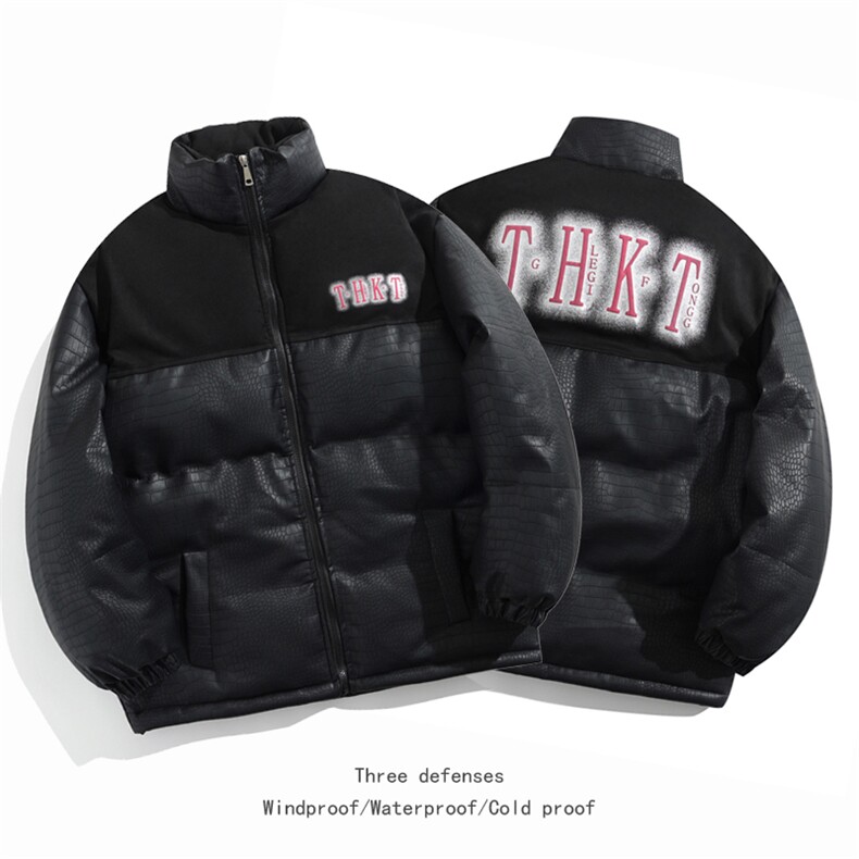 2025PU皮棉衣棉服鳄鱼纹拼接面包服立领棉袄皮衣外套1612-P85,男装棉衣,星座207