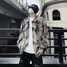 美式牛仔外套男春扎染破坏牛仔衣设计感高街夹克潮NT521P75，男装工装外套，星座301D-2(原星座1004-1）
