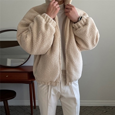 翻领灯芯绒宽松棉服男士秋季新款重工加厚高克重毛绒短款夹克外套，男装夹克，星座710