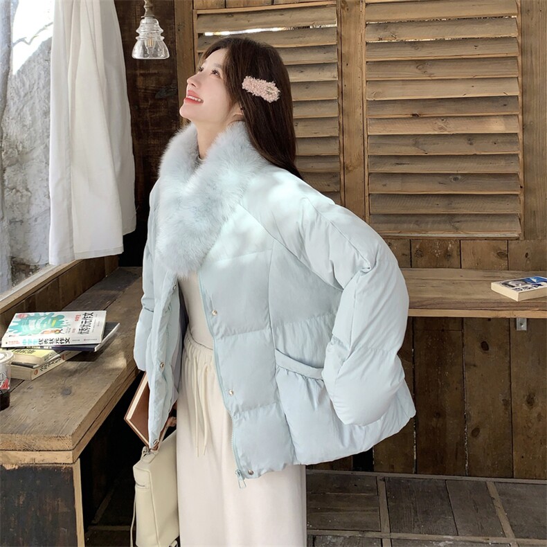 新款可拆卸真毛领90白鸭绒羽绒服外套2C093-6680-P365-K548,女装羽绒服,2C093