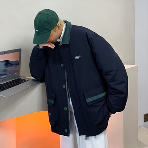 冬季潮牌撞色翻领工装棉服外套男潮宽松休闲M8004-P85图片