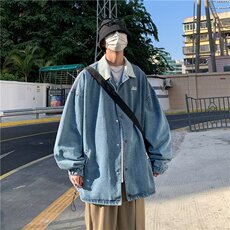 ins港风原宿宽松牛仔外套男秋季韩版潮流炸街夹克休闲百搭牛仔衣，男装工装外套，星座1210-1
