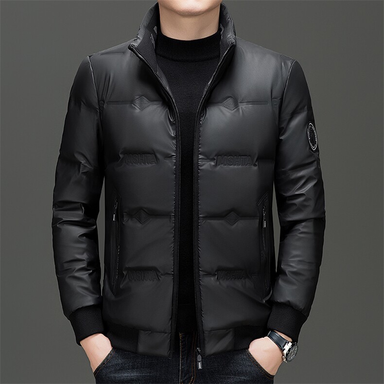 羽绒服男冬季中老年立领内胆羽绒外套爸爸装加绒加厚羽绒服防寒服,男装羽绒服,电商B212（原钱塘6029）