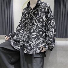 21年春衬衫不规则印花长袖衬衫男宽松潮流衬衣CS2011P45，男装衬衫，星座507