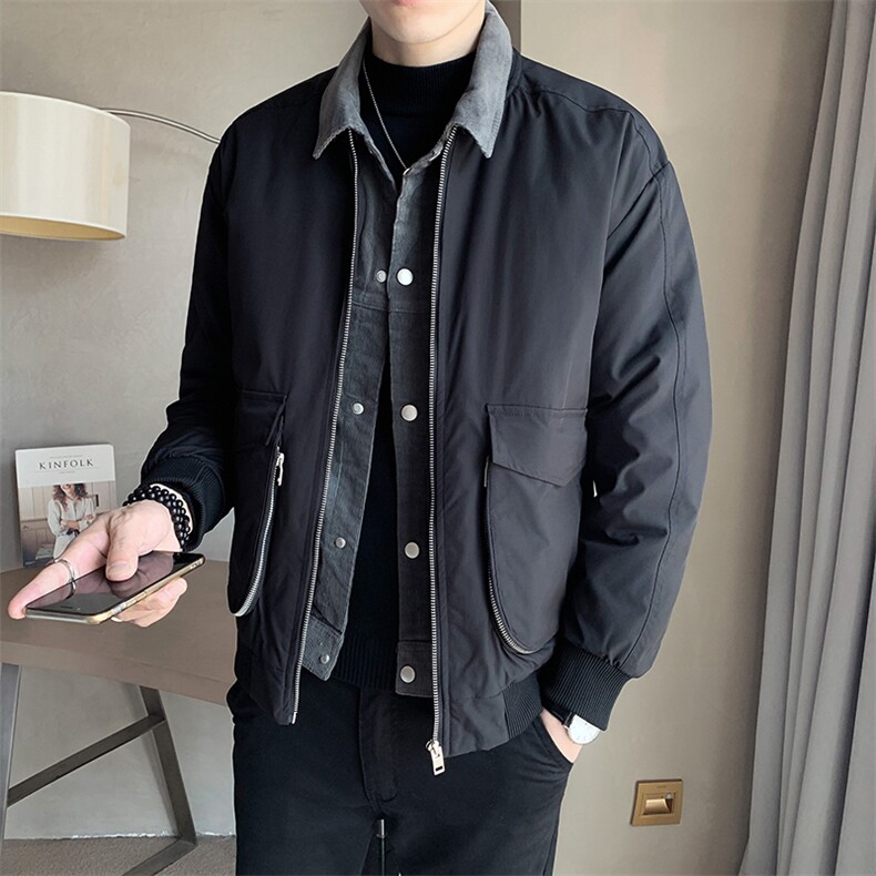 2025冬季男装加厚保暖棉衣假两件立体口袋休闲棉服外套957-P145,男装棉衣,电商A413