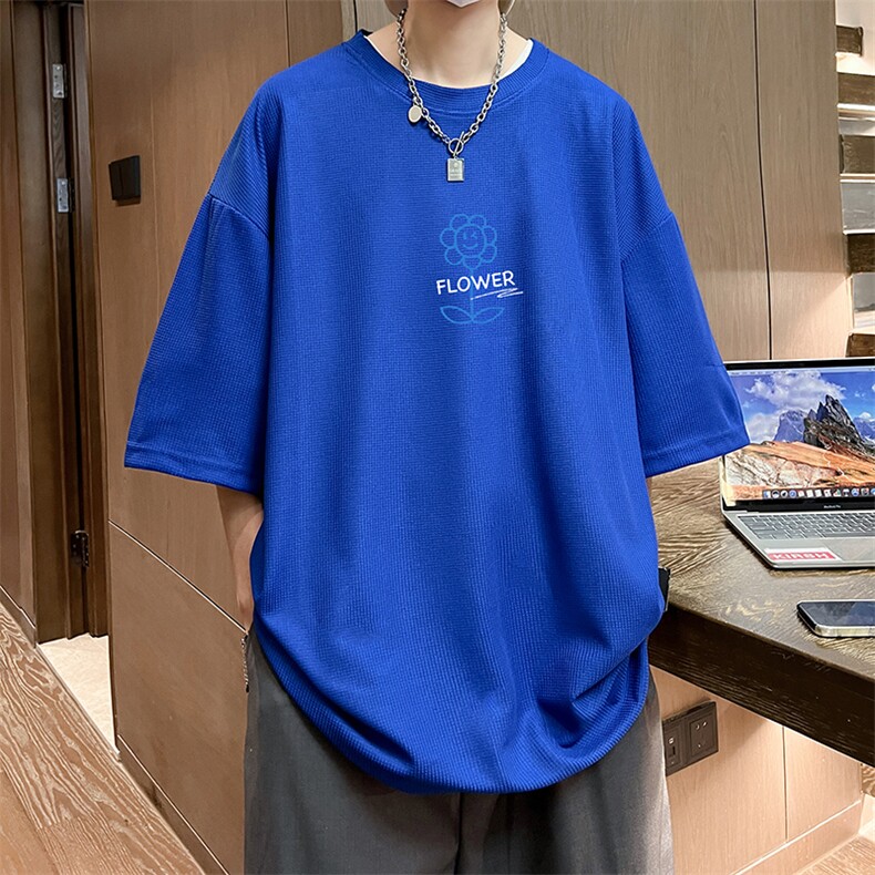 华夫格t恤男短袖男大码五分袖酒店风HT73274-P22,男装T恤,电商A040