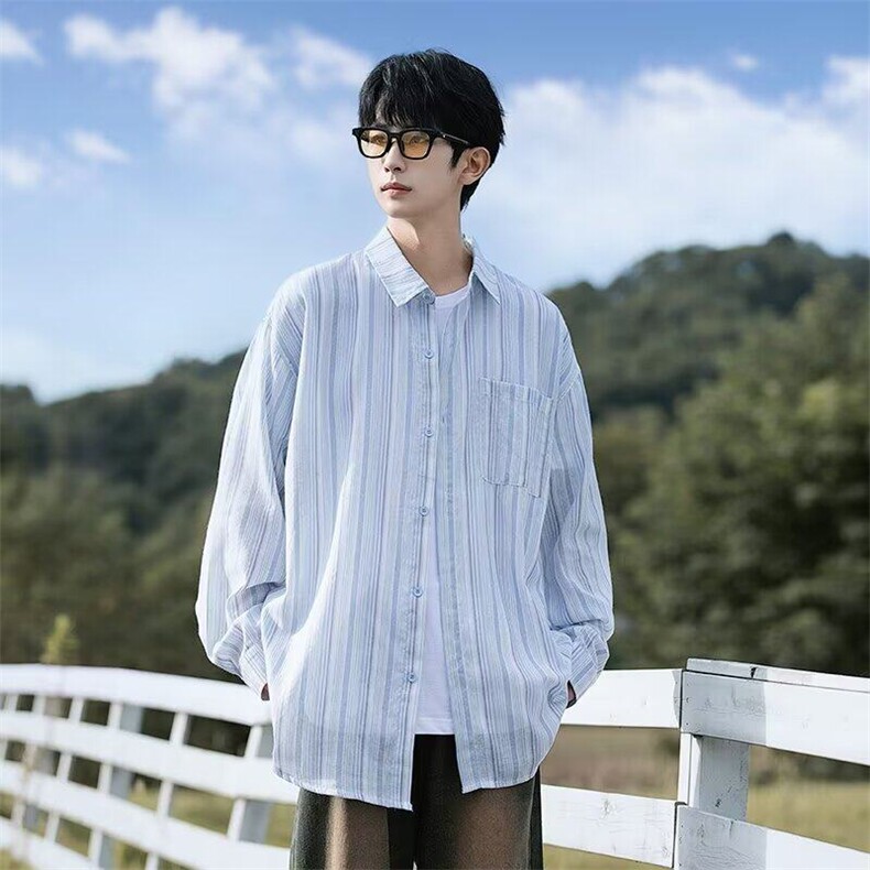 F672P38情侣衬衣外套男女春秋季美式复古宽松休闲慵懒风痞,男装衬衫,星座512-6