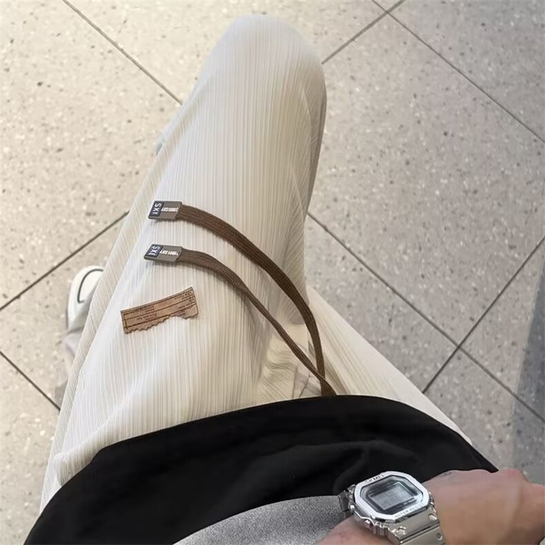 XK934绿色拖地裤微弹男夏季冰丝垂坠感新直筒裤子宽松长裤运动裤,女装休闲裤,星座302B-3