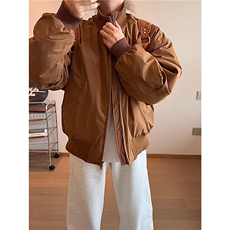 现货26春装美拉德立领飞行夹克纯色复古廓形高街棒球服外套，男装夹克，电商A486