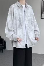 衬衫男秋季新款港风宽松扎染肌理感长袖衬衣CS7012-P40，男装衬衫，星座214-3