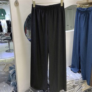欧货设计感高腰垂感裤子纯色拖地裤坠感休闲裤女长裤图片