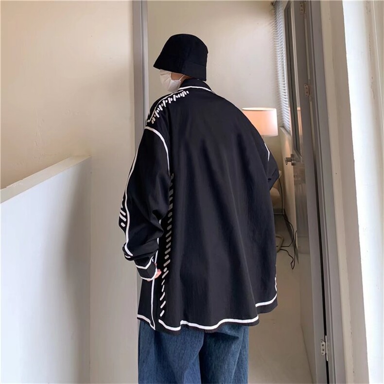长袖衬衫春款男港风潮流涂鸦衬衫W2208P38,男装衬衫,星座1116-2
