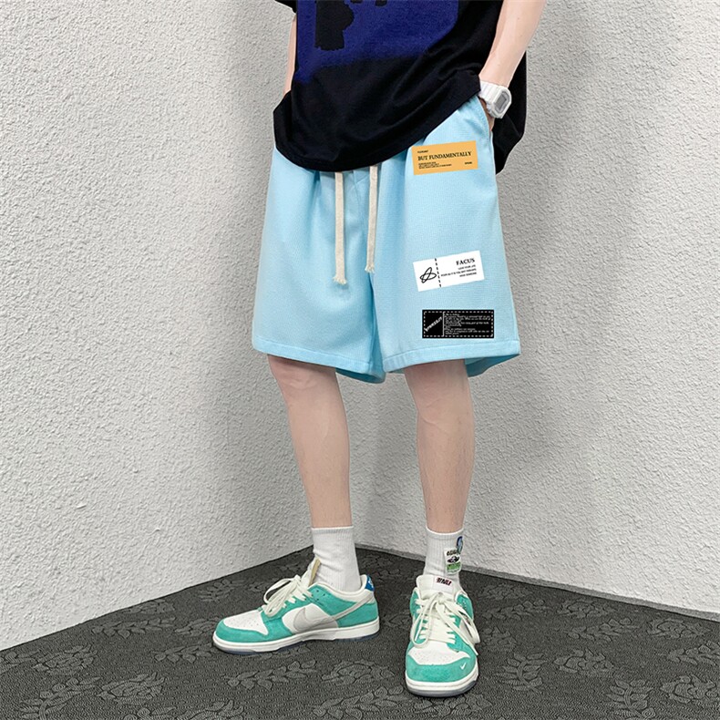 HD74118-P22华夫格短裤男大码宽松五分裤男直筒中裤,男装休闲裤,电商A040