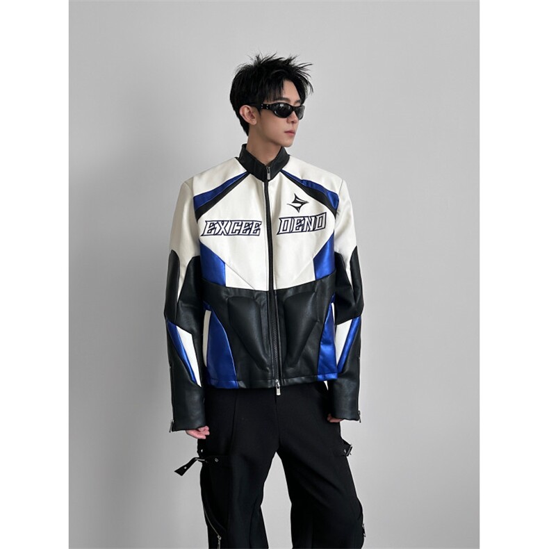 26春夏解构拼接男士撞色机车重工夹克外套jk119-p198,男装夹克,电商B288