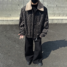 羊羔毛翻领棉衣男女同款豹纹保暖上衣GS65002，男装棉衣，星座1206（原A206）