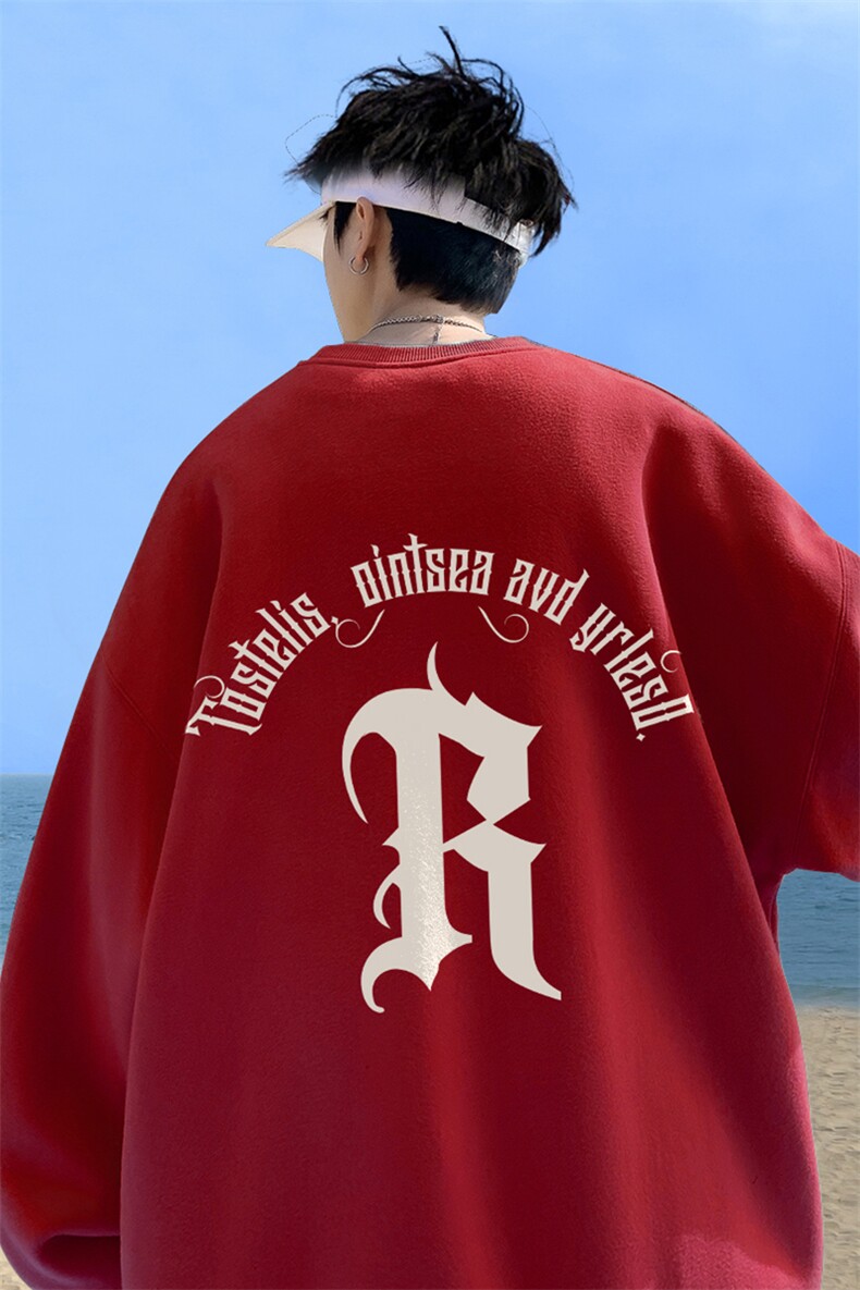 ！直播品质重磅宽松大码港风R印花圆领卫衣WY73-特p28,男装卫衣,星座508（原C305）