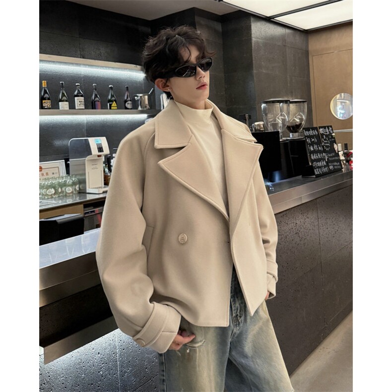 加棉加厚毛呢大衣宽松显瘦外套潮504-F31-P85控128(加棉P95控138),男装毛呢大衣,星座504