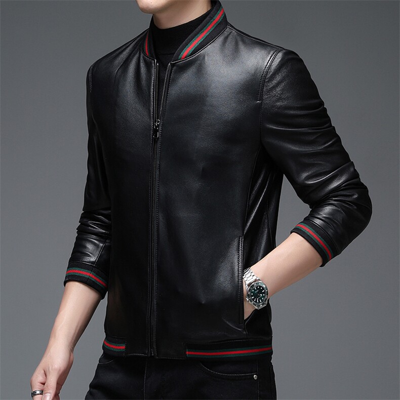 WL-DK090-1男式2023秋季新款翻领头层绵羊皮皮衣男P550，男装皮衣，电商B360