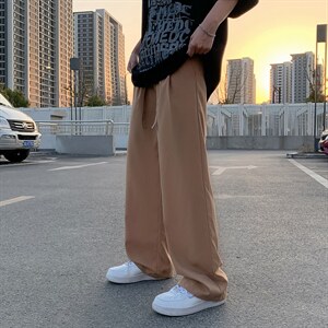 西裤2022韩版百搭宽松直筒阔腿西裤潮流显瘦休闲拖地裤 K3387-P35图片