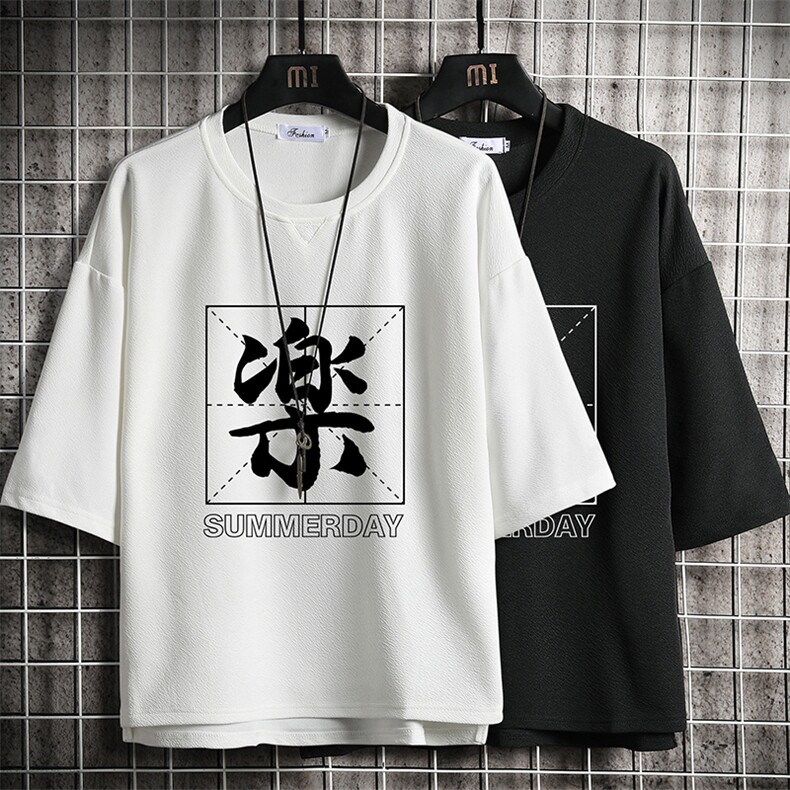 Q11197-P30春夏季七分袖t恤男大码五分袖男短袖中袖网格挂拍,男装T恤,电商A040A