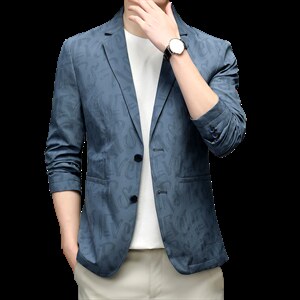 2023秋季新款男士西服中年商务休闲时尚男装纯色西装上衣外套图片