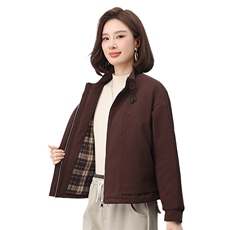 时尚女装棉服立领拉链假两件外套保暖显瘦短款棉衣，女装棉衣/棉服，叶笙衣
