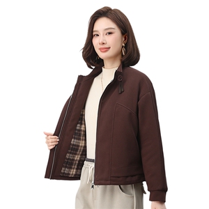时尚女装棉服 立领拉链假两件外套 保暖显瘦短款棉衣图片