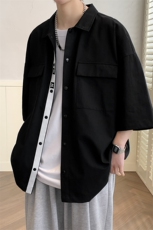 C230-P50控78夏季港风大码宽松百搭衬衣纯棉短袖衬衫，男装T恤，星座109-1