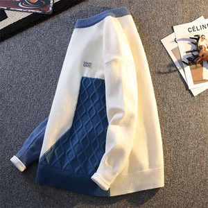 冬季加厚男士针织衫男拼接个性毛衣打底衫A266-ZZS5510-P46加绒56图片