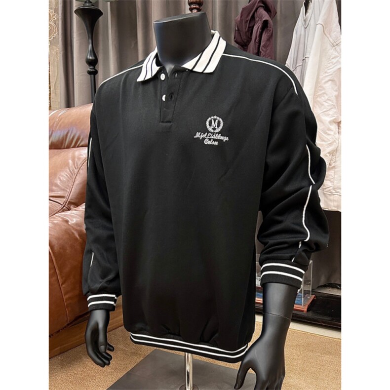 美式复古翻领卫衣新款宽松长袖POLO衫潮513WY3464P45，男装Polo衫，星座513