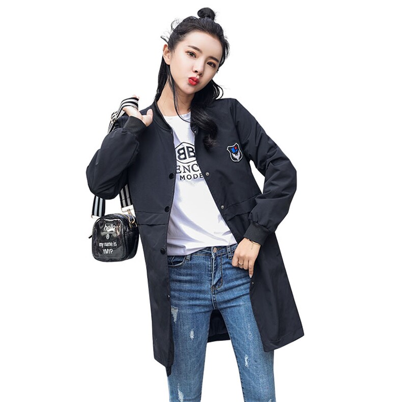 风衣女中长款2025秋装新款韩版修身显瘦薄外套学生夹克开衫棒球服,女装风衣,尚羽泽网红店