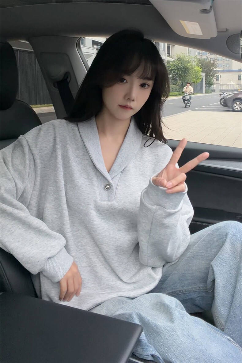 韩系学院风设计cleanfit卫衣简约纯色休闲打底常规P49加绒P59,男装T恤,电商B319