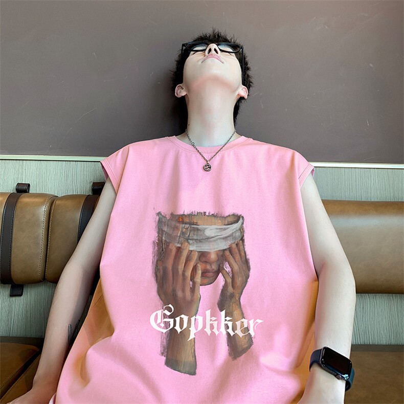 已注册得物直播抖音品质250克重磅纯棉男无袖背心T恤T519P28控39，男装背心/马甲，电商C408(原B339-1)