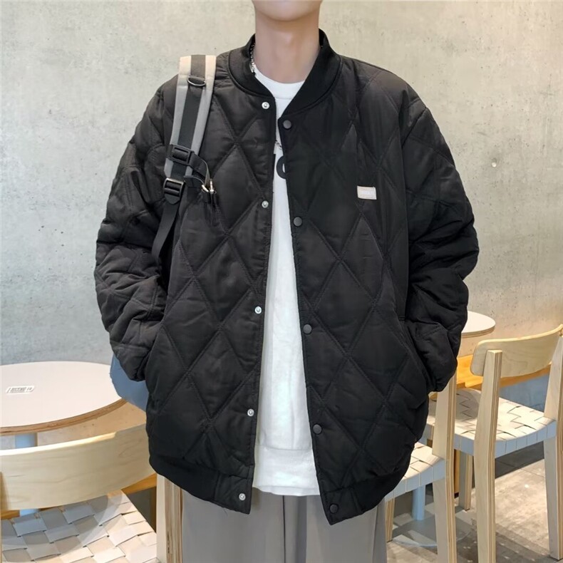 棉服男冬季棉袄薄款棉衣面包服外套学院风休闲棒球领夹克MC417,男装夹克,星座1116A-1（原606A）