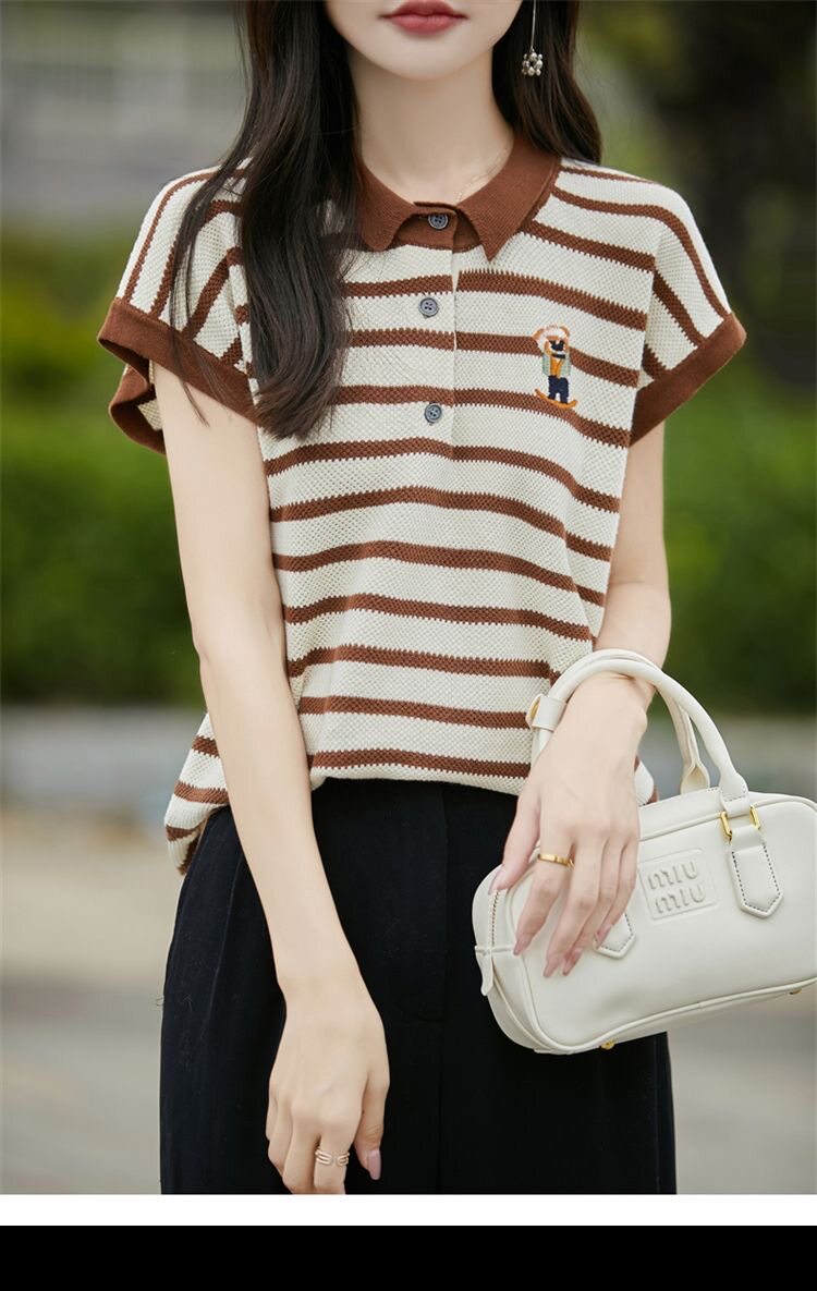 2025年夏季直筒型常规通勤时尚百搭休闲/淑女短袖，女装T恤，魅途羊绒