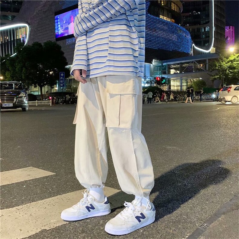 20港风秋款男工装裤休闲束脚裤大口袋宽松九分裤h18,男装休闲裤,星座1013-1