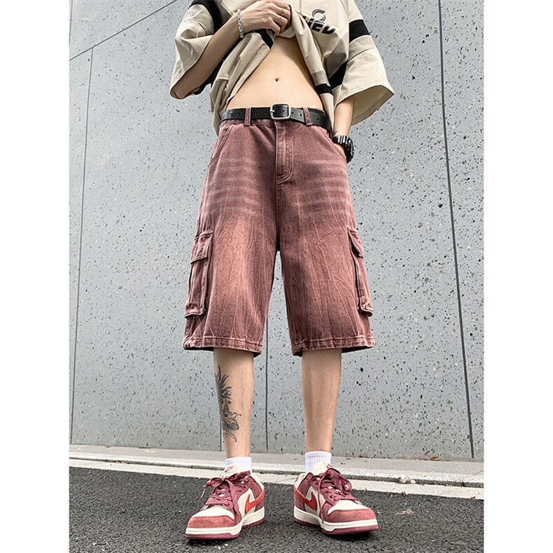 B221美式ins高街小众夏季重工艺工装牛仔短裤LK24177-P60控78,男装牛仔裤,电商B221