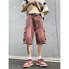 B221美式ins高街小众夏季重工艺工装牛仔短裤LK24177-P60控78，男装牛仔裤，电商B221