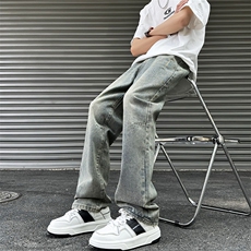 2025夏季双色直筒牛仔裤男美式休闲cleanfit裤子781/p58，男装牛仔裤，电商B381-2