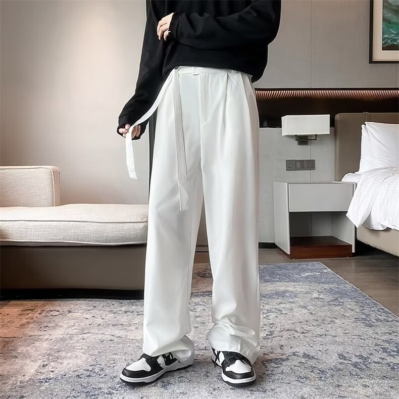 2023港风文艺直筒休闲裤男春秋宽松潮流西裤复古百搭,男装休闲裤,星座716-4