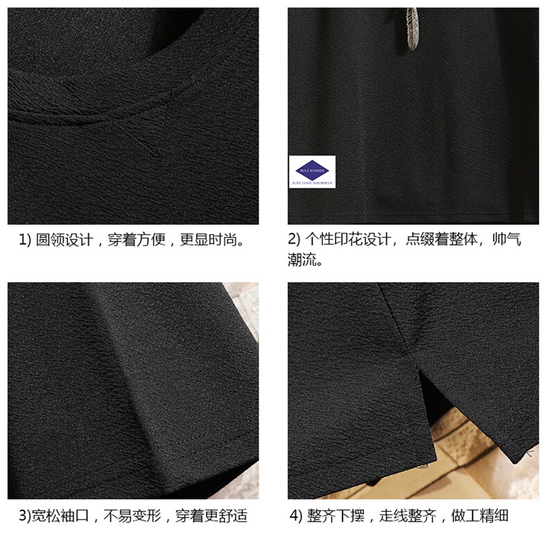 Q11061-P30春夏季七分袖t恤男大码五分袖男短袖中袖砖墙挂拍,男装T恤,电商A040A
