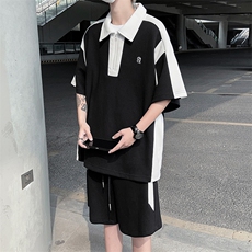夏季男装套装短袖T恤休闲短裤两件套潮TZ011-P53，男装休闲套装，星座308B-1