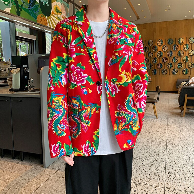 XZ01春文艺男大码宽松西服东北大花潮牌开衫男女风民族特色,男装西服,星座115A(原星座507）