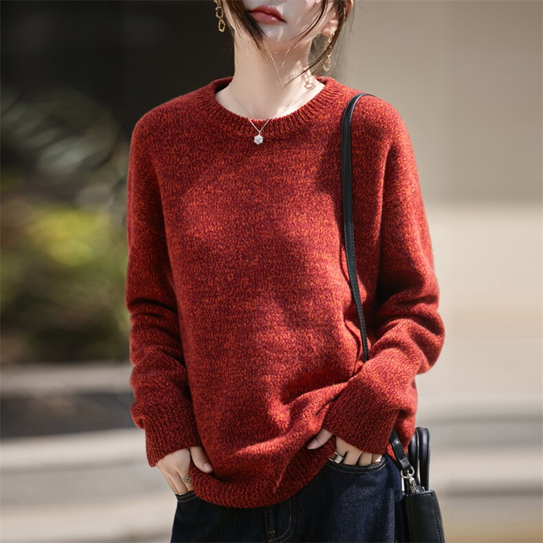 法式高级灰花纱100羊毛衫女重磅加厚保暖打底巨好看毛衣2025秋冬,女装羊毛衫,九嘉羊绒