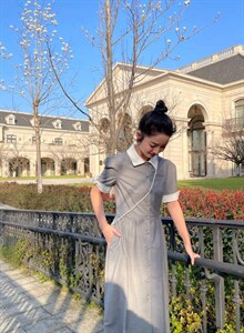 【现货】学院风排扣连衣裙图片