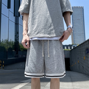 嘻哈夏季五分短裤男ins设计感宽松阔腿抽绳休闲运动裤子 K631-P25图片