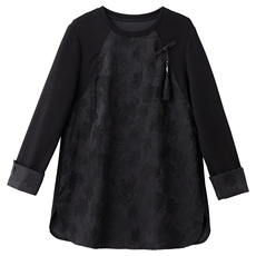 九月陌墨新中式国风提花圆领长袖t恤女春秋新款衬衣气质衬衫上衣，女装卫衣/绒衫，衣之秀