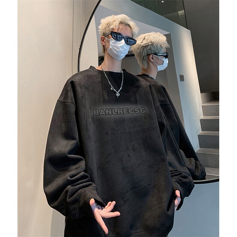 抖音得物供货提供视频秋冬重磅美式麂皮绒圆领卫衣JY356,男装卫衣,电商A486