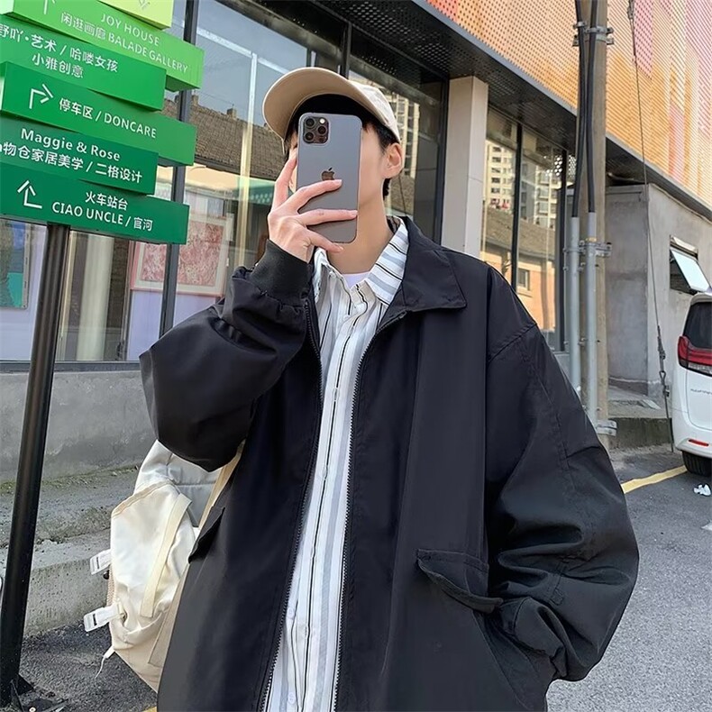 潮牌复古拼接翻领夹克男ins春秋棒球服宽松情侣bf百搭J633-P58,男装夹克,星座1109-3